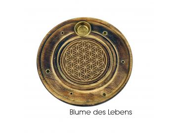 Blume des Lebens Räucherstäbchen u. Kegelhalter aus Holz - D10cm