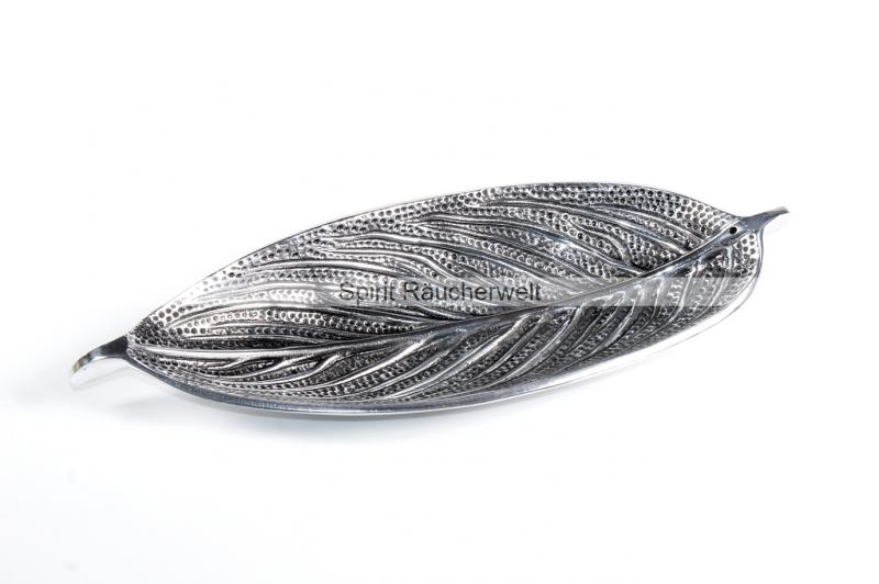 Blatt silber Räucherstäbchenhalter schalenförmig - 24x8cm