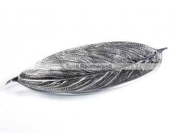 Blatt silber Räucherstäbchenhalter schalenförmig - 24x8cm