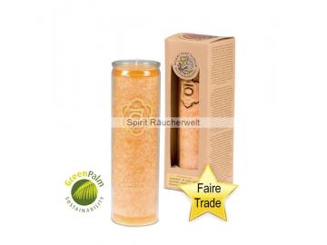 2. Chakra Kerze orange im Glas mit naturreinen äth. Ölen - faire Trade und GreenPalm zertifiziert